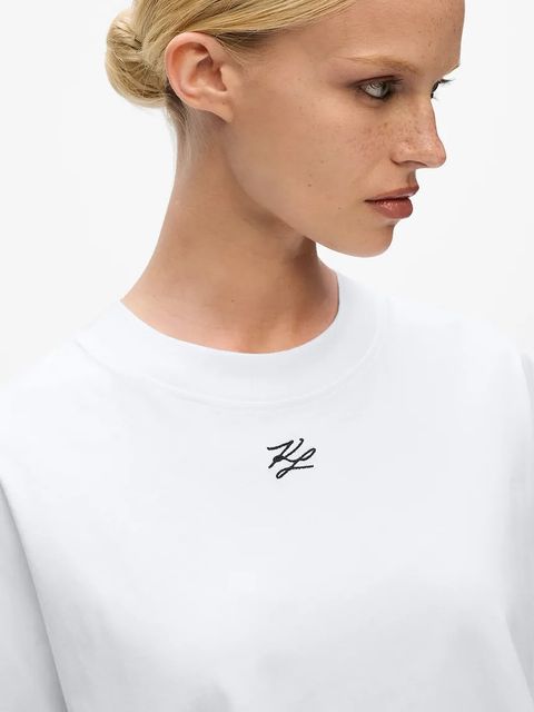 Karl Lagerfeld t-shirt bawełniany damski kolor biały A4W17039