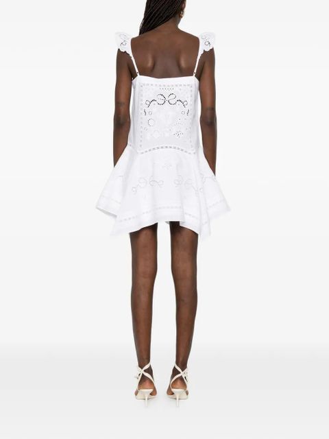 Self-Portrait lace trim mini dress - White