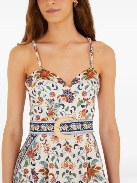 FARM Rio floral belted dress - Neutrals