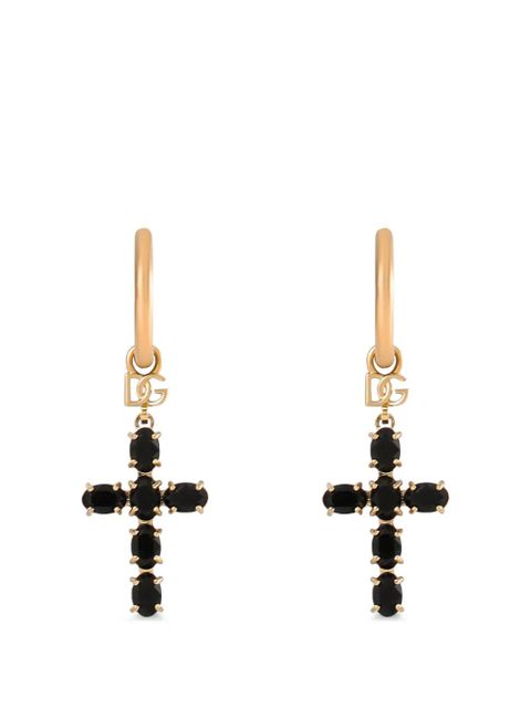 Dolce & Gabbana Creole earrings with crystal cross - Gold - zdjęcie produktu nr 1
