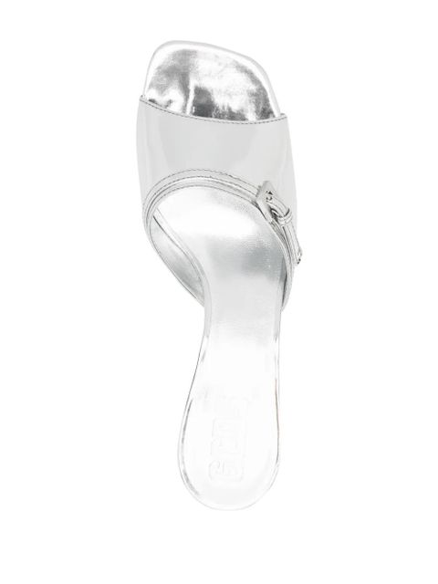 GCDS 60mm mirrored leather sandals - Silver