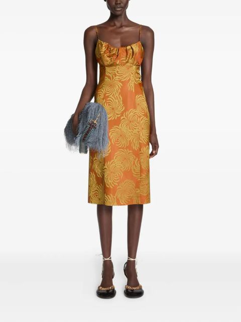 DRIES VAN NOTEN geometric-pattern midi dress - Orange - zdjęcie produktu nr 2