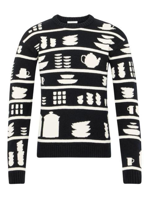JW Anderson tableware-pattern crew-neck sweater - Black - zdjęcie produktu nr 1
