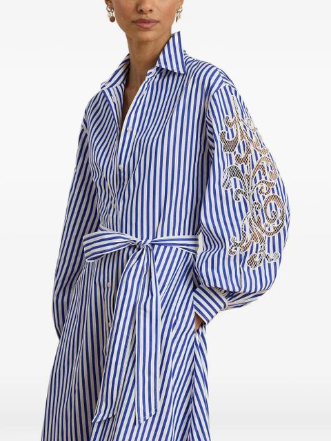 Lauren Ralph Lauren striped lace-embroidered dress - Blue