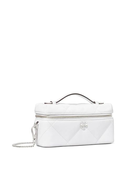 Tory Burch Kira diamond-quilt distressed vanity case - White