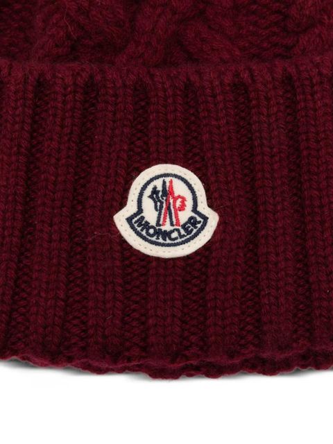 Moncler cable-knit pom-pom beanie hat - Red - zdjęcie produktu nr 2