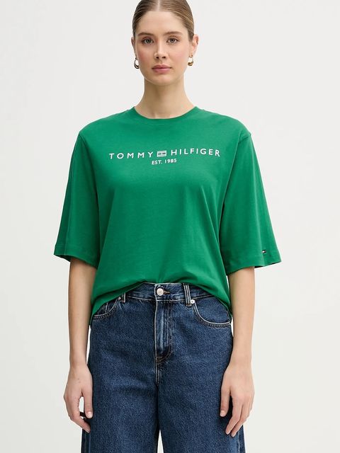 Tommy Hilfiger t-shirt bawełniany damski kolor zielony WW0WW47811 - zdjęcie produktu nr 1