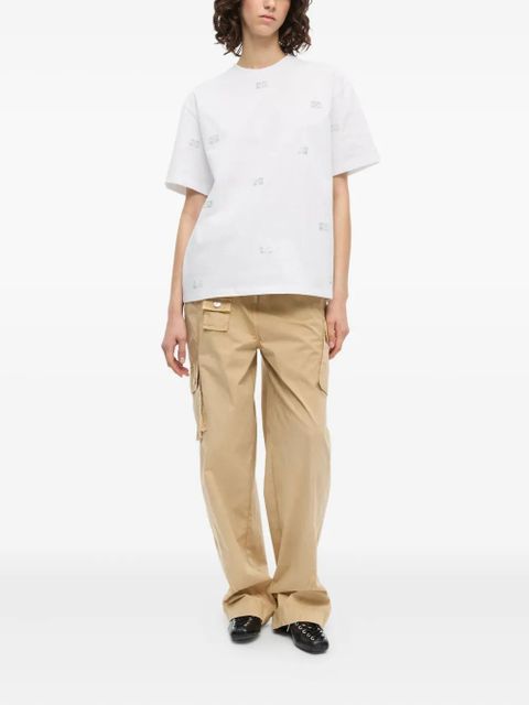 GANNI rhinestone-embellished cotton T-shirt - White