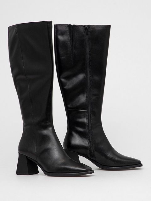 Vagabond Shoemakers Kozaki skórzane damskie kolor czarny na słupku