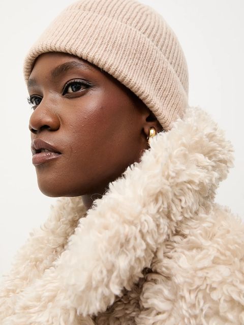 Answear.LAB czapka z wełną merino kolor beżowy