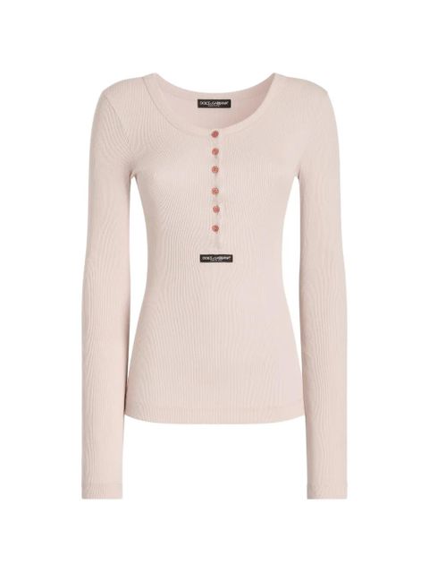 Dolce & Gabbana ribbed cotton serafino T-shirt - Pink - zdjęcie produktu nr 1