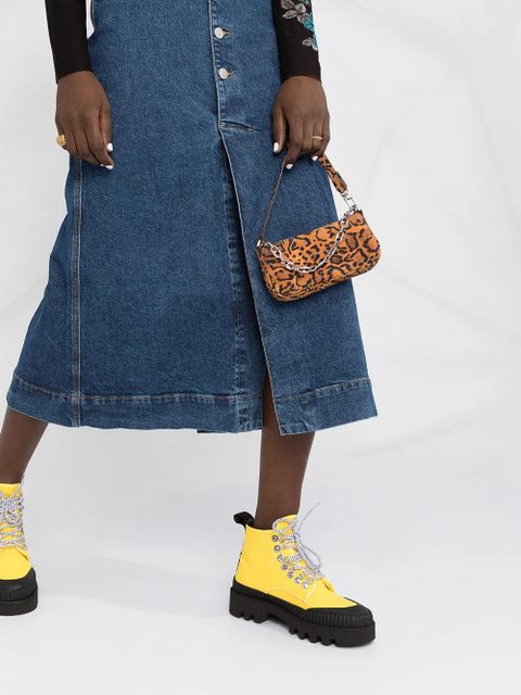 GANNI comfort stretch midi skirt - Blue