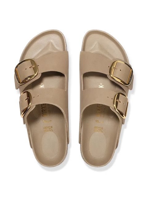 Birkenstock klapki skórzane Boston Big Buckle damskie kolor beżowy 1030395