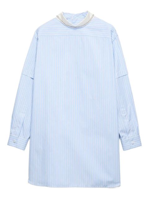 Prada striped embroidered-collar blouse - Blue