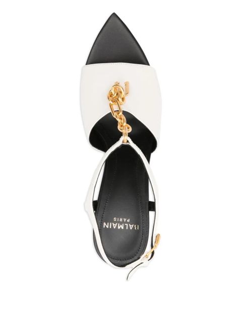 Balmain 95mm chain-embellished pointed-toe sandals - Neutrals