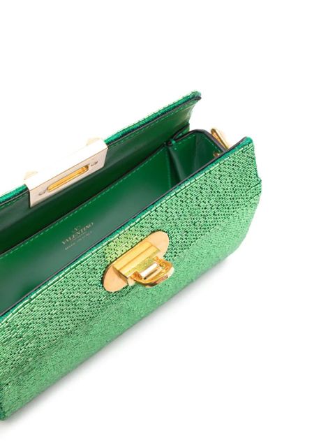 Valentino Garavani Rockstud beaded leather bag - Green