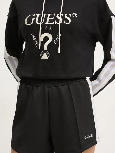 Guess szorty YARROW damskie kolor czarny z aplikacją high waist V5GD14 KCRU2 - zdjęcie produktu nr 1