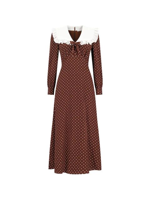 Alessandra Rich polka-dot ruffled silk dress - Brown - zdjęcie produktu nr 1