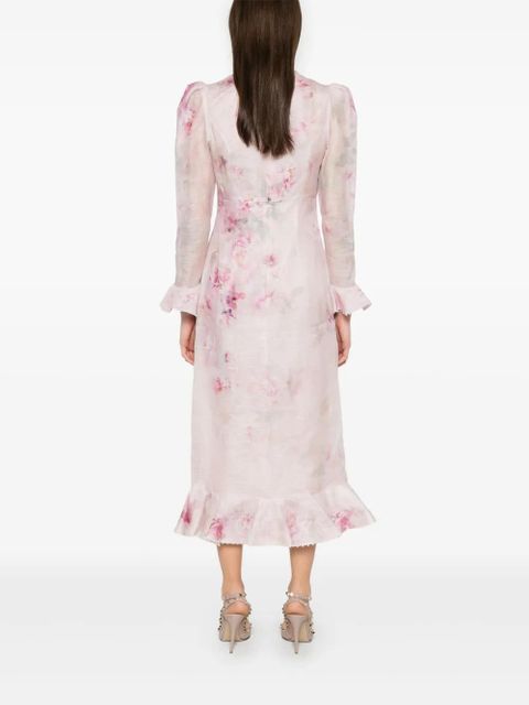 ZIMMERMANN Crush Flower midi dress - Pink