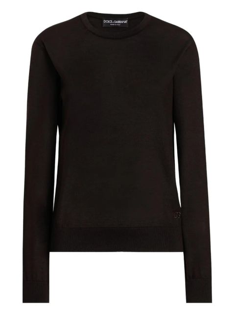 Dolce & Gabbana logo-embroidered cashmere top - Brown - zdjęcie produktu nr 1