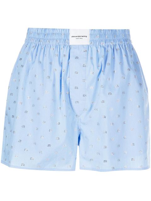 Alexander Wang logo jacquard pinstriped short shorts - Blue - zdjęcie produktu nr 1