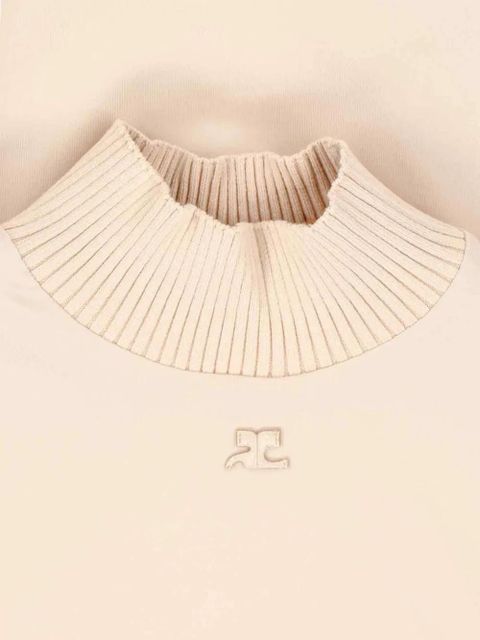 Courrèges logo-patch roll-neck top - Pink