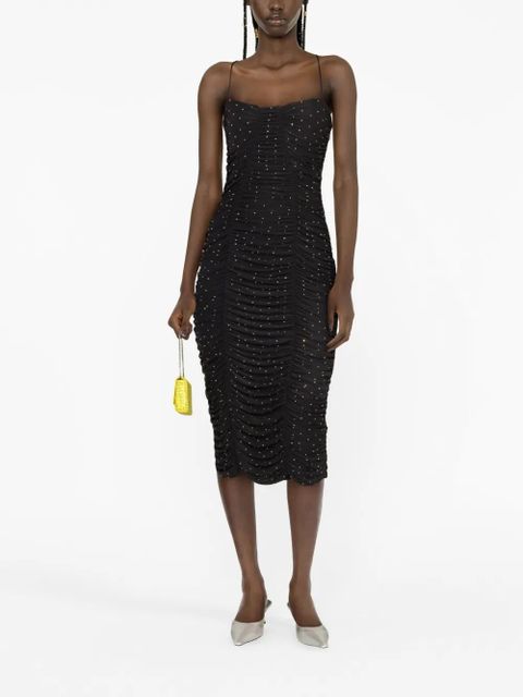 ROTATE BIRGER CHRISTENSEN crystal-embellishment ruched dress - Black