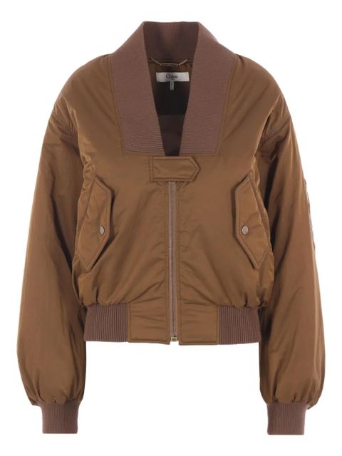 Chloé zip-front bomber jacket - Brown - zdjęcie produktu nr 1