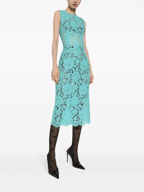 Dolce & Gabbana floral-lace sleeveless midi dress - Blue