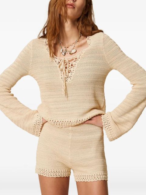 TWINSET knitted shorts - Neutrals - zdjęcie produktu nr 2