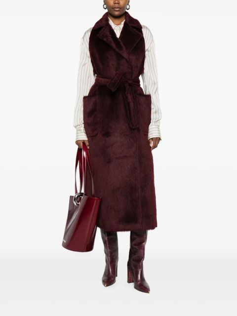 Max Mara belted sleeveless coat - Red