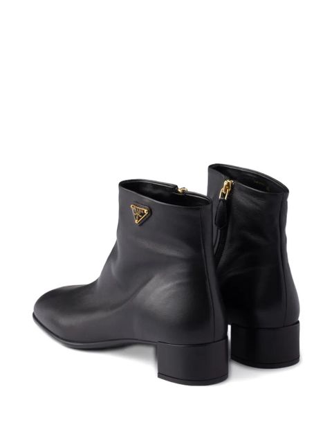 Prada triangle-logo zip ankle boots - Black