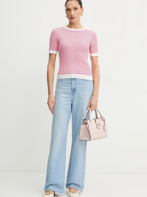 Morgan bluzka damska kolor różowy w pasy MCAMELI