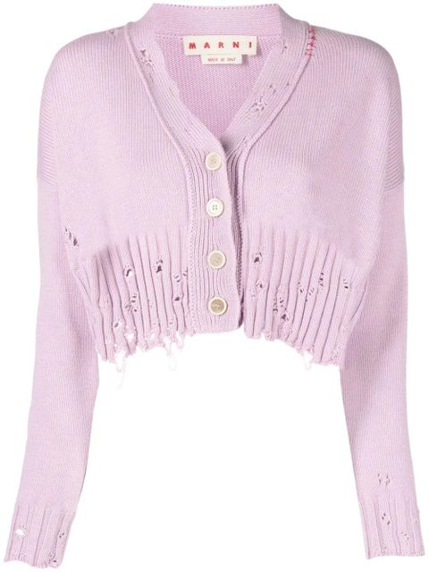 Marni V-neck cotton cardigan - Pink - zdjęcie produktu nr 1