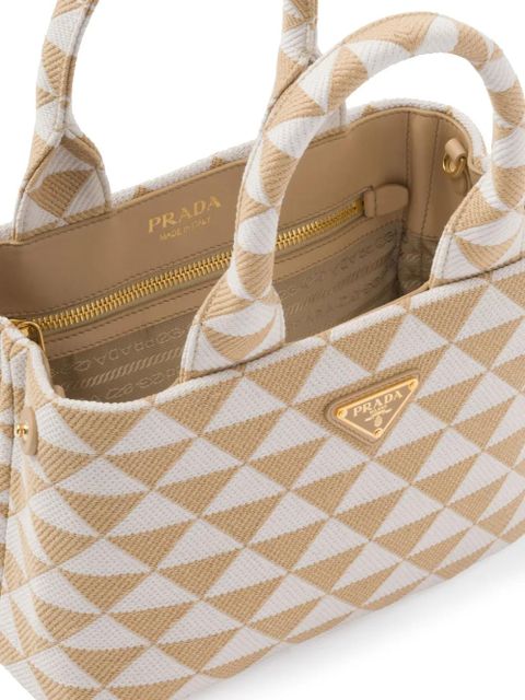 Prada Symbole embroidered tote bag - Neutrals