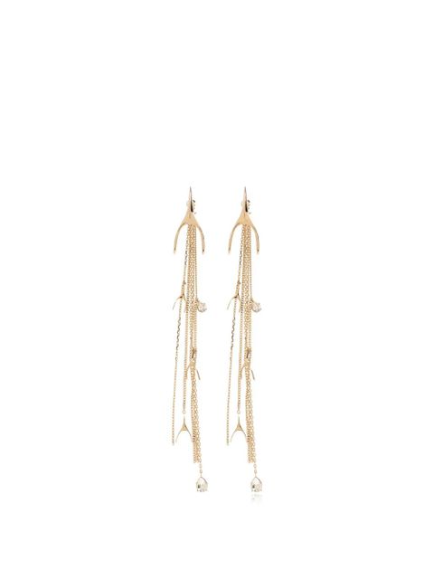 Alexander McQueen Wishbone crystal-embellished drop earrings - Gold - zdjęcie produktu nr 1