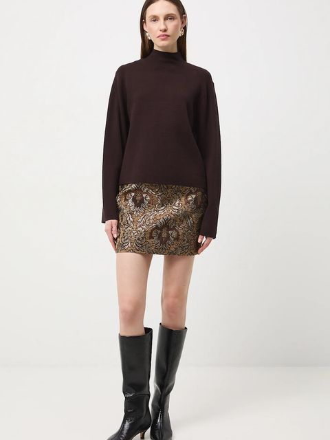 Medicine sweter damski kolor brązowy lekki z półgolfem - zdjęcie produktu nr 2