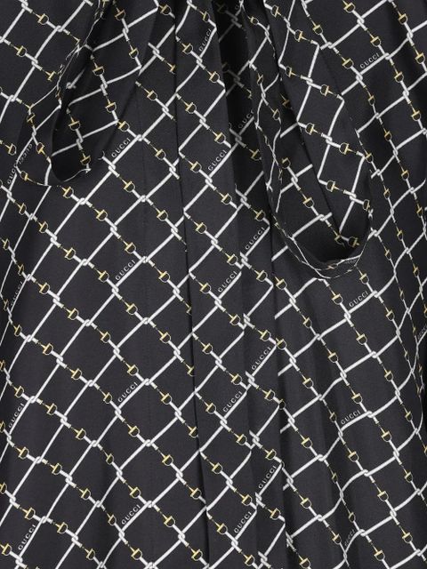 Gucci tie printed silk mini dress - Black
