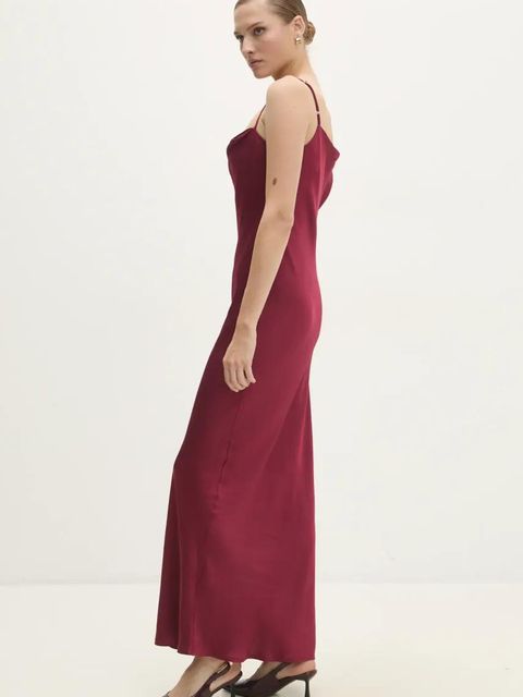 Answear.LAB sukienka kolor czerwony maxi prosta - zdjęcie produktu nr 2