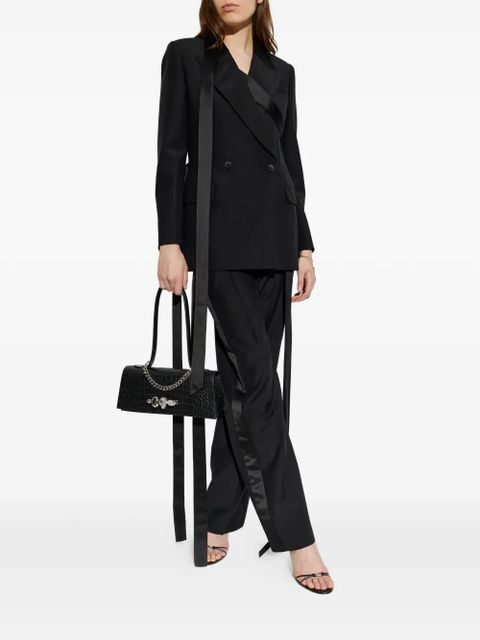 Alexander McQueen satin-trim draped trousers - Black - zdjęcie produktu nr 2