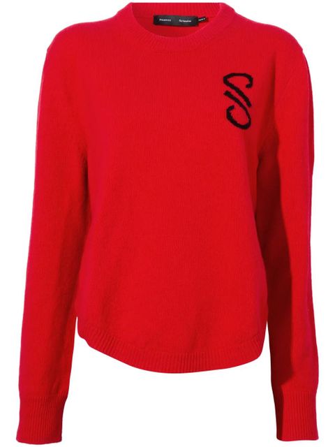 Proenza Schouler intarsia knit-logo merino-wool jumper - Red - zdjęcie produktu nr 1