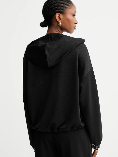 Liu Jo bluza damska kolor czarny z kapturem gładka TF5285.J4747