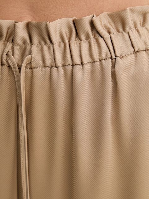 Simona Corsellini spodnie damskie kolor beżowy szerokie high waist P25CPPA004