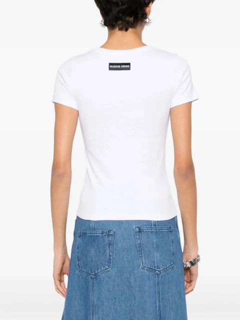 Marine Serre Crescent Moon-embroidery T-shirt - White