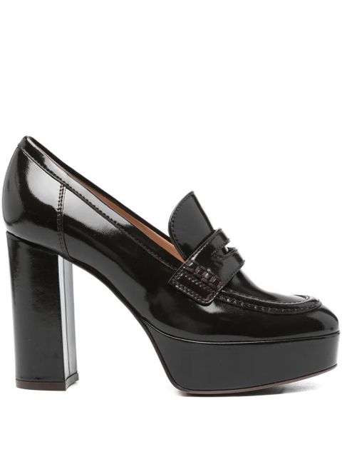 Gianvito Rossi 100mm patent-leather platform loafers - Brown - zdjęcie produktu nr 1