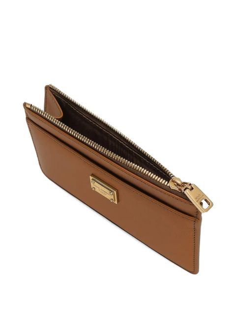 Dolce & Gabbana Dauphine logo-plaque zip-around card holder - Brown