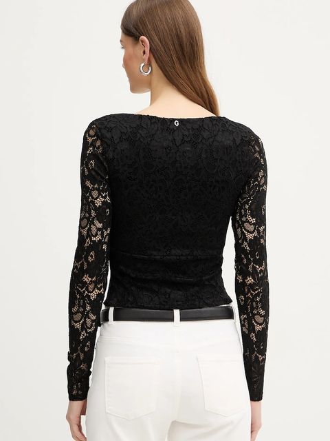 Guess bluzka damska kolor czarny gładka W6PP67 KJ210