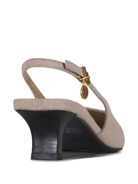 Tod's Slingback croc-effect canvas pumps - Neutrals