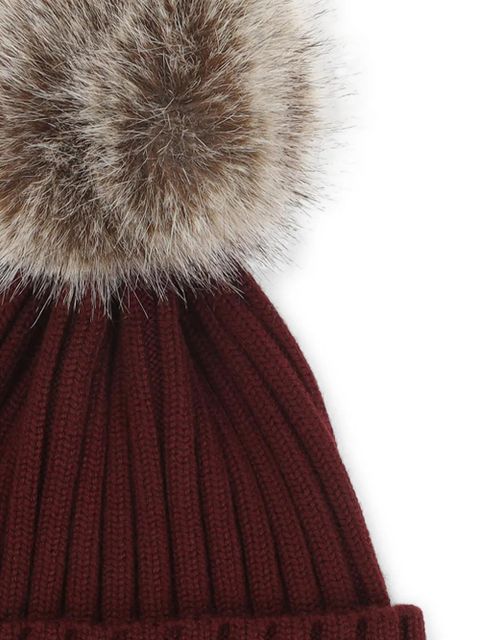 Moncler ribbed pompom-detail beanie - Red