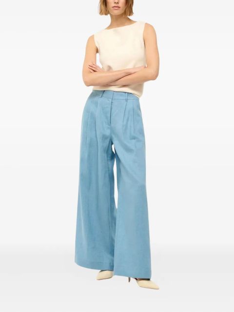 STAUD pleated linen pants - Blue